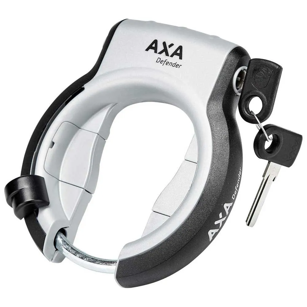 Axa Defender Retactable Sykkelrammelås, Silver / black, One Size