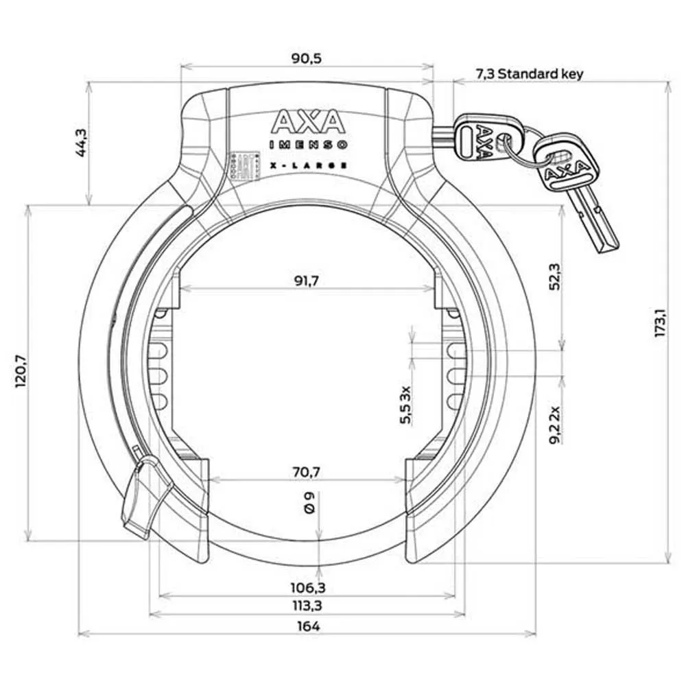 Axa Imenso X-large 92 Mm Sykkelrammelås
