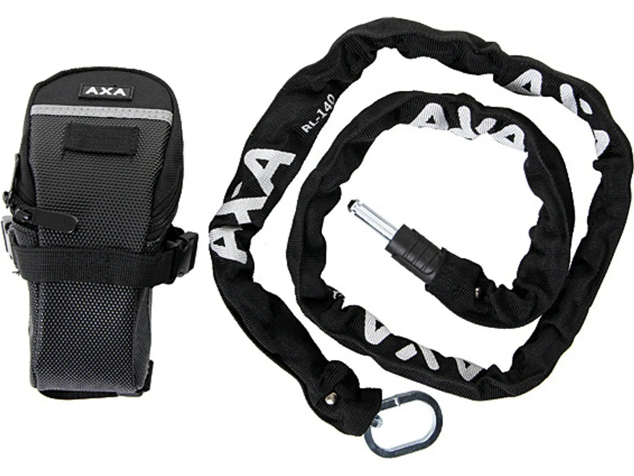 Axa RLC 140 Einsteckkette + Satteltasche, Black / black, 140cm