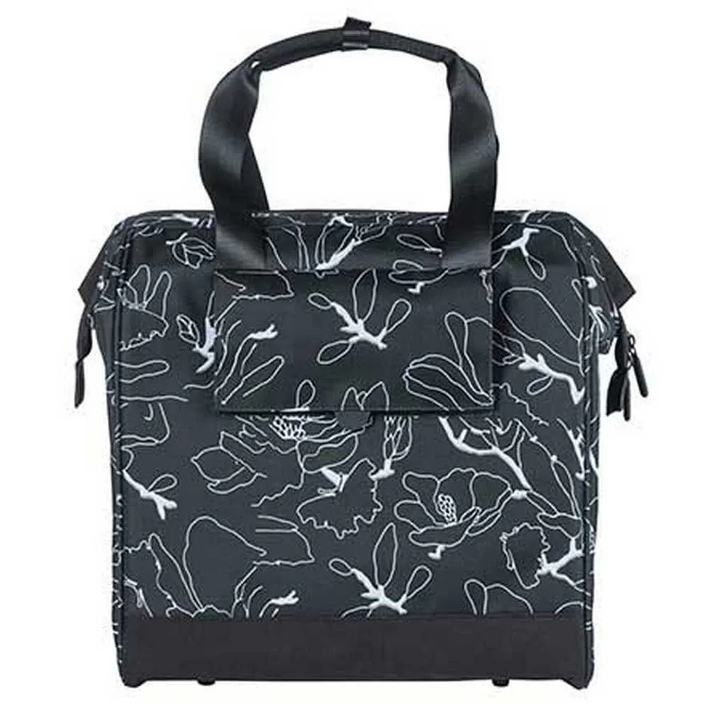 Basil Grand Flower Hook-on Sykkelveske 23l, Black / white, One Size Basil Grand Flower Hook-on Sykkelveske 23l, Black / white, One Size
