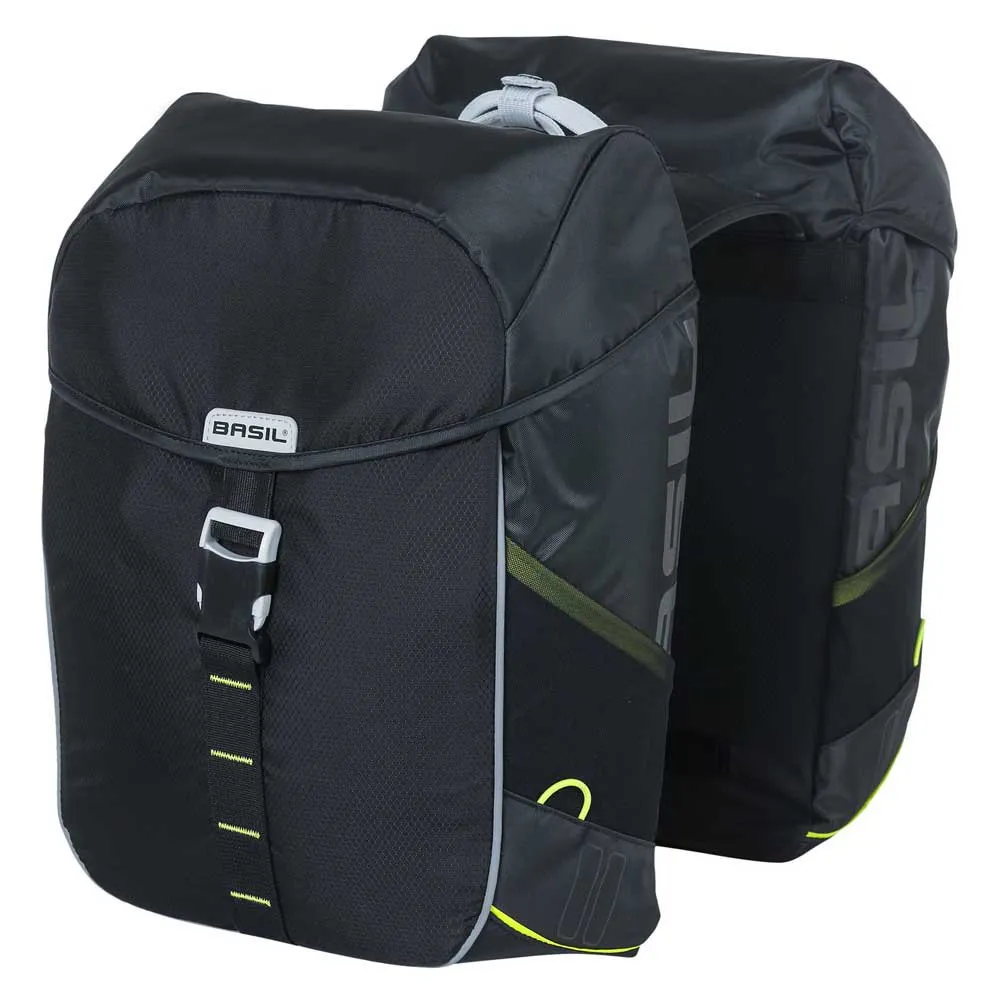 Basil Miles Double Sykkelvesker 32l, Black / lime, One Size Basil Miles Double Sykkelvesker 32l, Black / lime, One Size