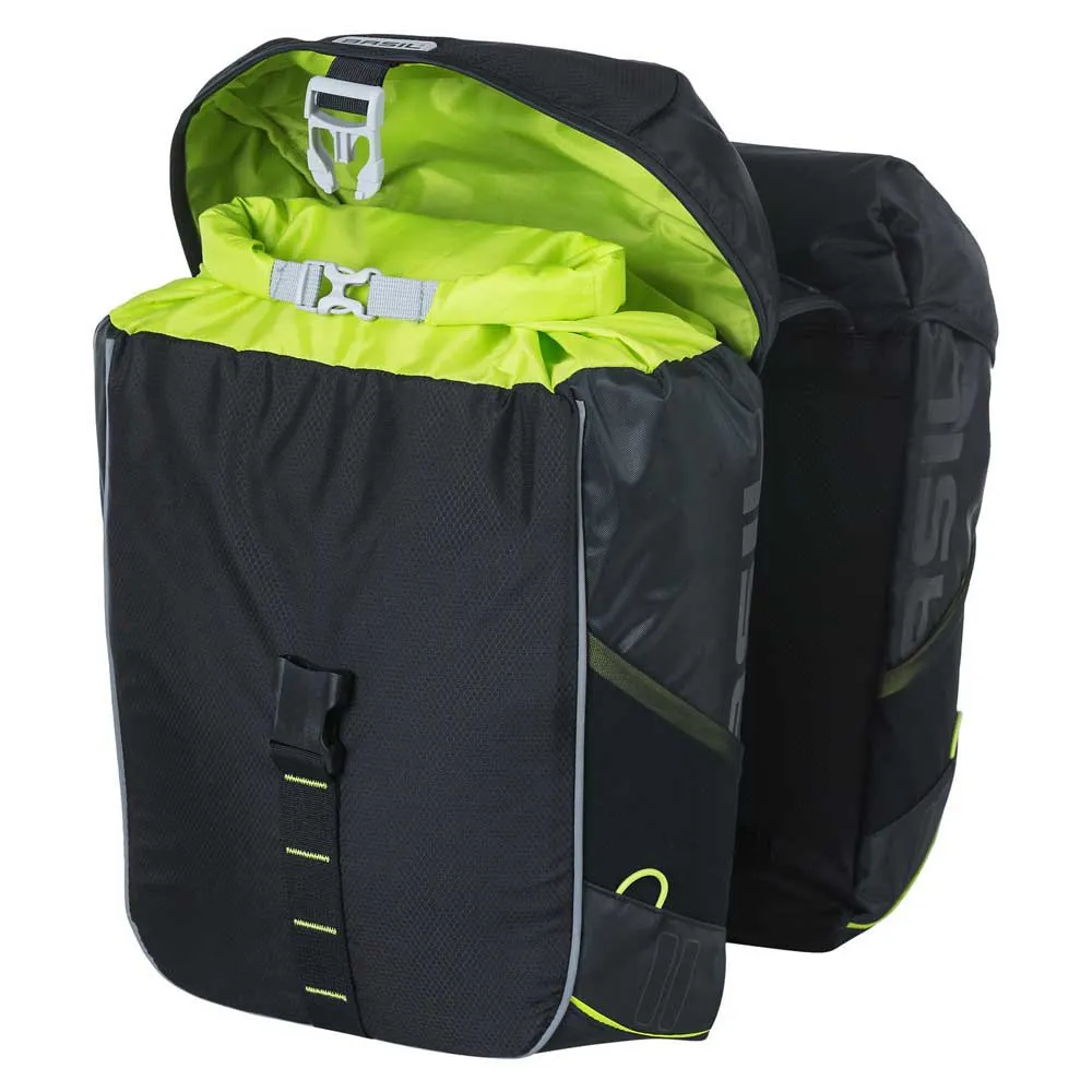 Basil Miles Double Sykkelvesker 32l, Black / lime, One Size Basil Miles Double Sykkelvesker 32l, Black / lime, One Size