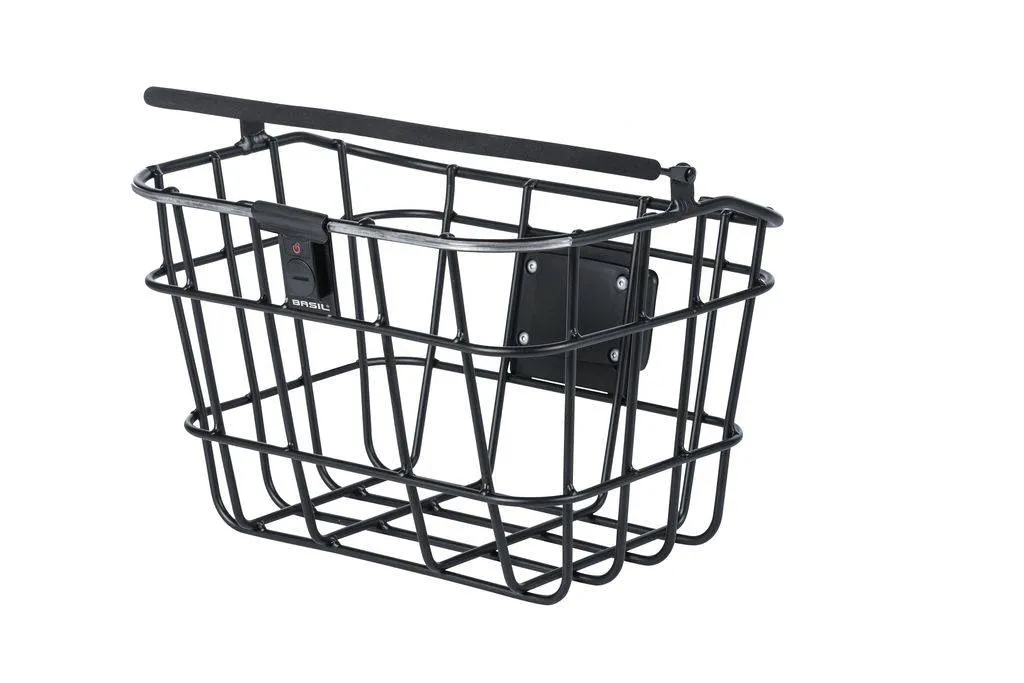 Basil Northlight Aluminium Front Kurv Med Hank, Svart