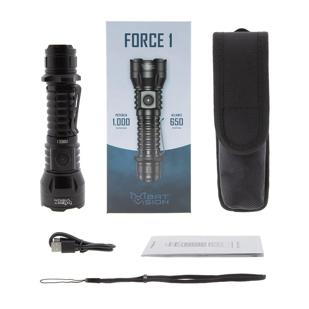 Bat Vision Force One Led-lommelykt, Black, 1000 Lysstyrker Bat Vision Force One Led-lommelykt, Black, 1000 Lysstyrker