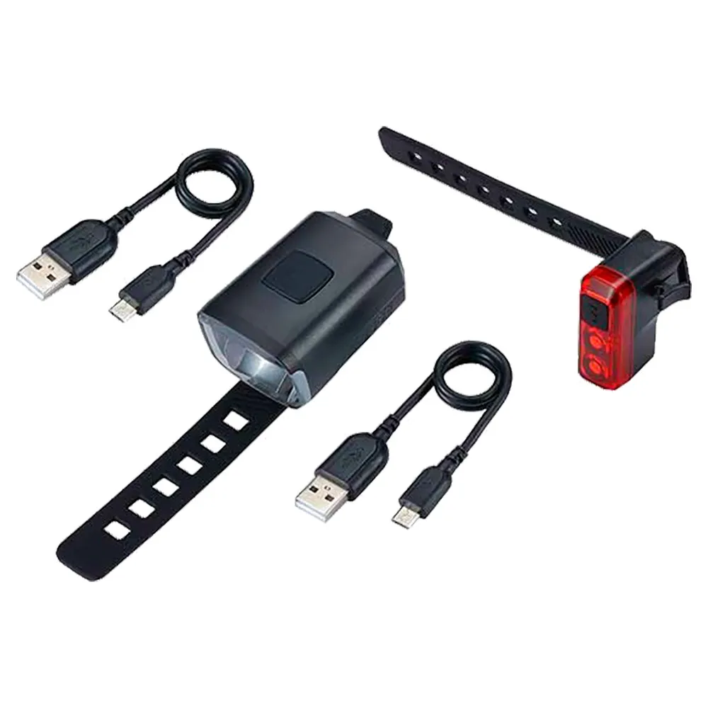 BBB Stud Strap 33 + Bls-144 Sykkellyktesett, Black, 140 Lysstyrker