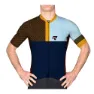 Light blue / navy / brown / yellow