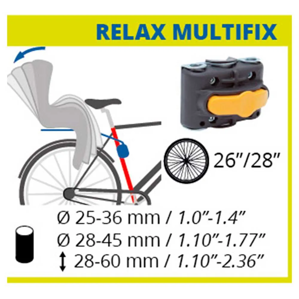 Bellelli Little Duck Relax Multifix Rear Child Bike Seat Gutt, Yellow hi viz, Max 22kg