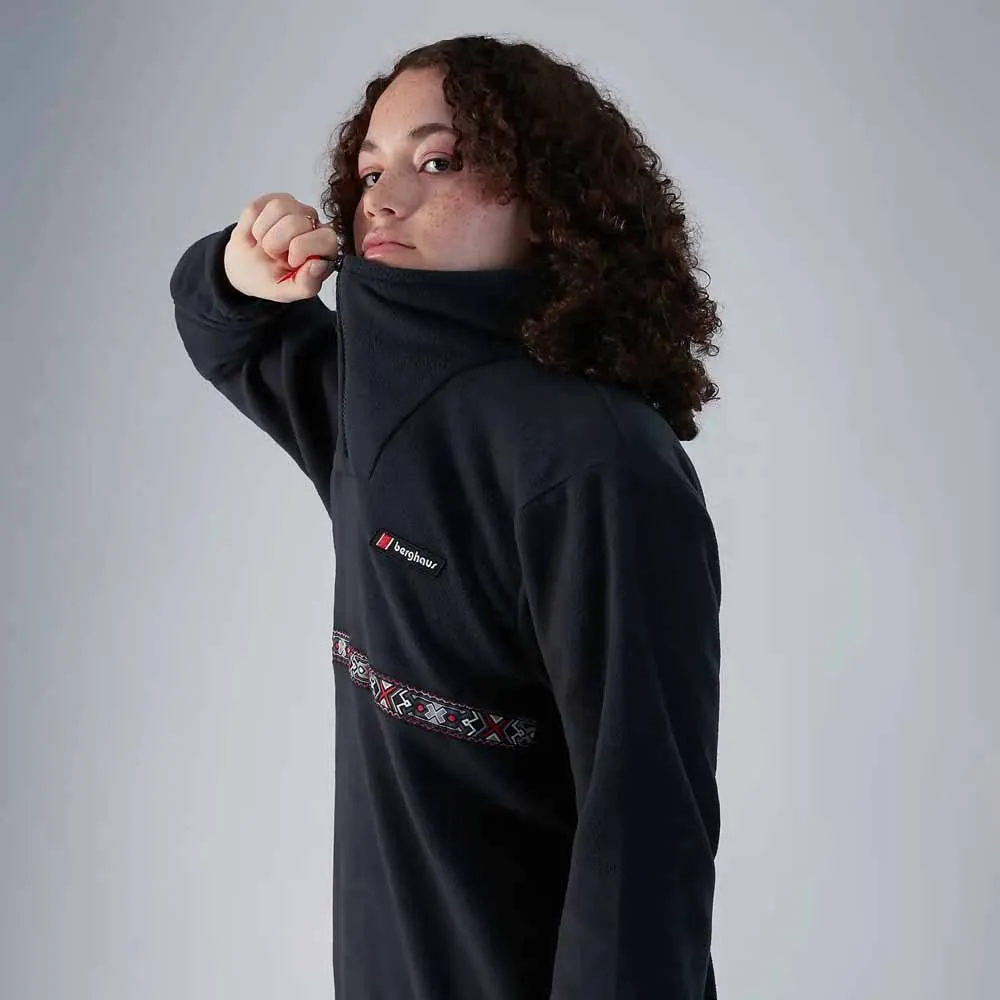 Berghaus Oversized Aztec Fleecejakke Med Halv Glidelås, Jet black Berghaus Oversized Aztec Fleecejakke Med Halv Glidelås, Jet black