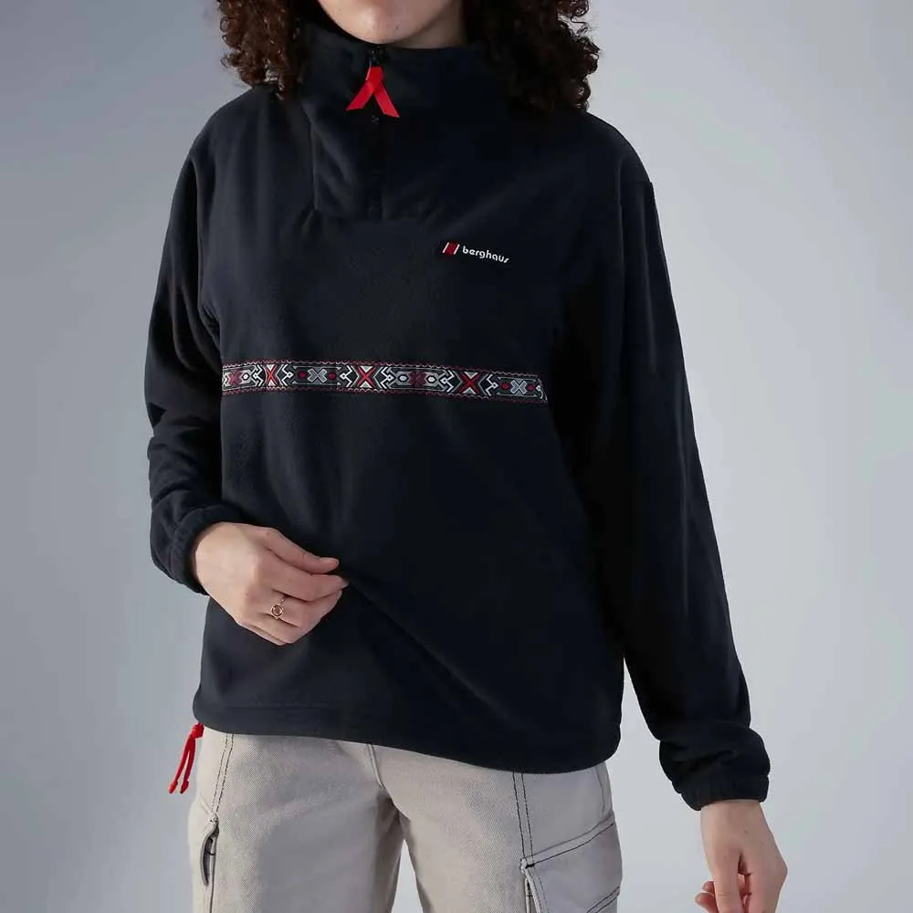 Berghaus Oversized Aztec Fleecejakke Med Halv Glidelås, Jet black Berghaus Oversized Aztec Fleecejakke Med Halv Glidelås, Jet black