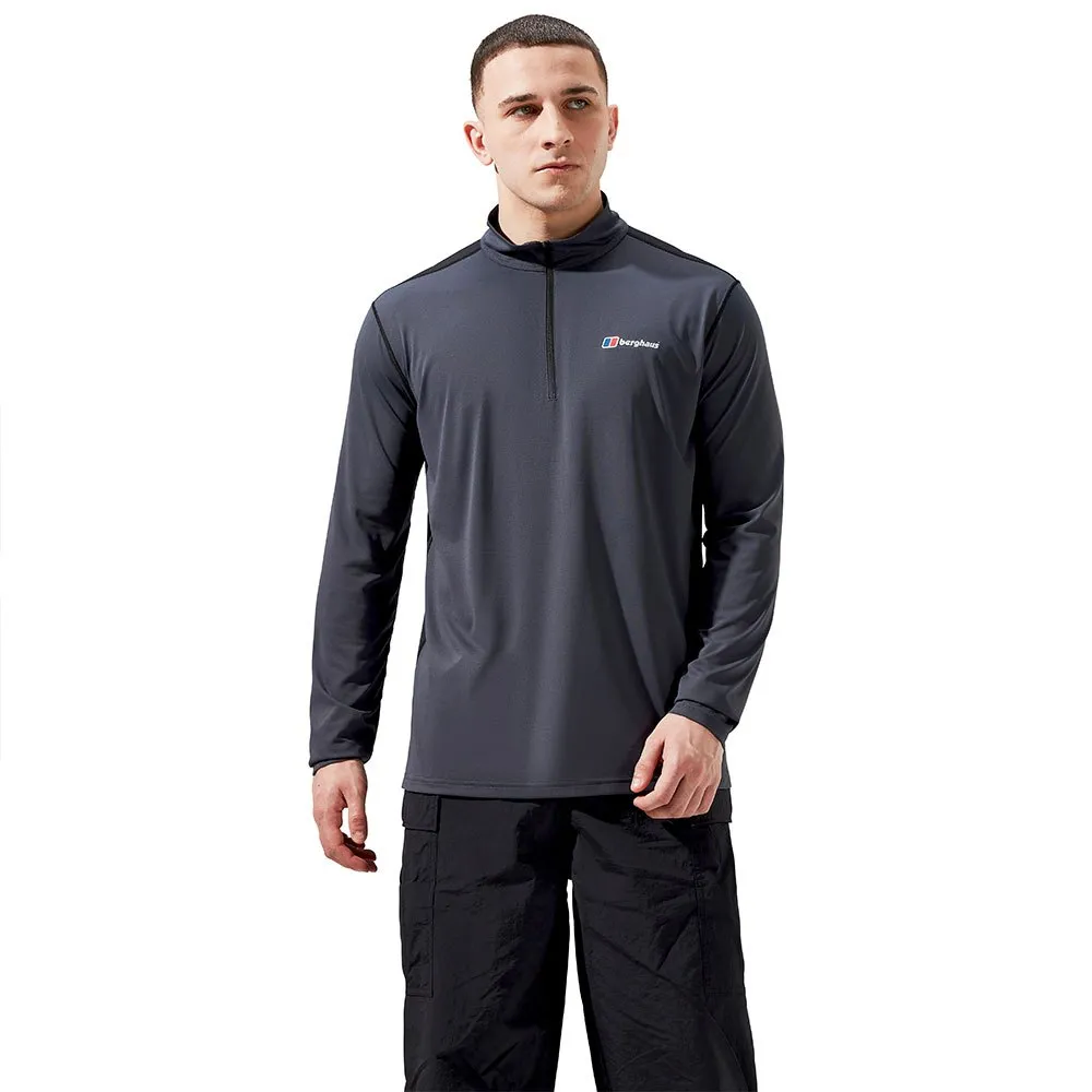 Berghaus Wayside Tech Halv Glidelås Langarmet T-skjorte, Grey