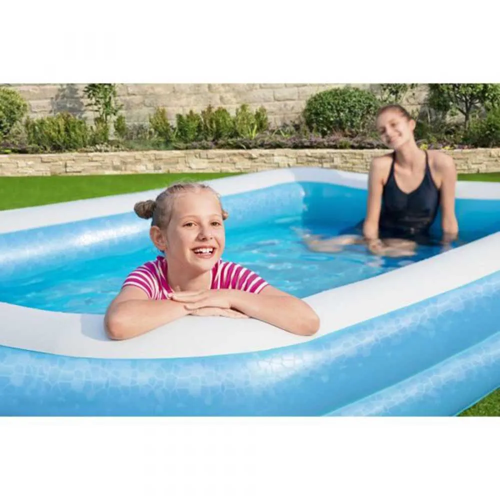 Bestway 305x183x46 Cm Rektangulært Oppblåsbart Basseng unisex, Blue / white, 850L Bestway 305x183x46 Cm Rektangulært Oppblåsbart Basseng unisex, Blue / white, 850L