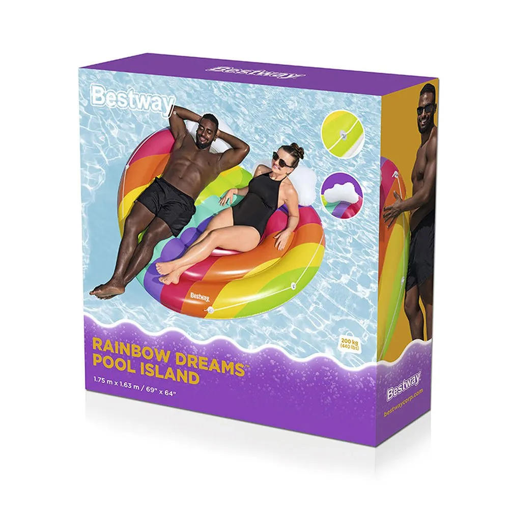 Bestway 43722 Rainbow Dreams Oppblåsbar øy unisex, 175 x 163cm