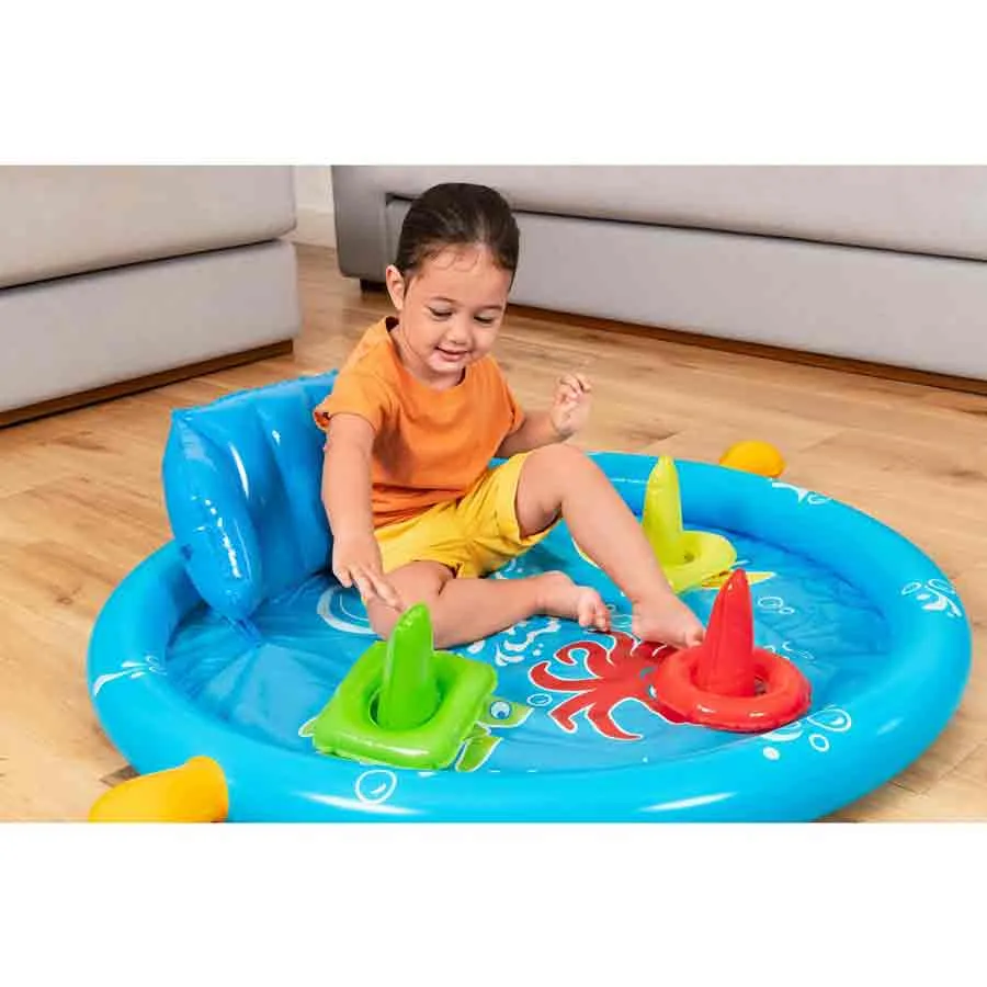 Bestway 52568 Lil´seashapes Skyggelagt Barnebasseng 112x89x76 Cm unisex, Multicolour, 112 x 86 x 76cm