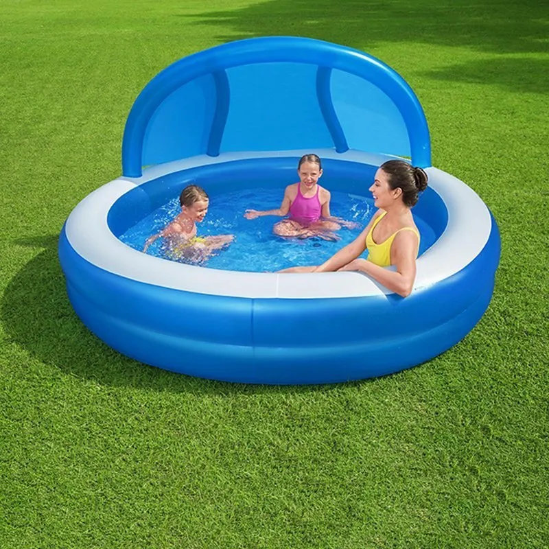 Bestway 54337 Liters Rundt Oppblåsbart Basseng Med Parasoll unisex, Blue / white, 241 x 241 x 140cm