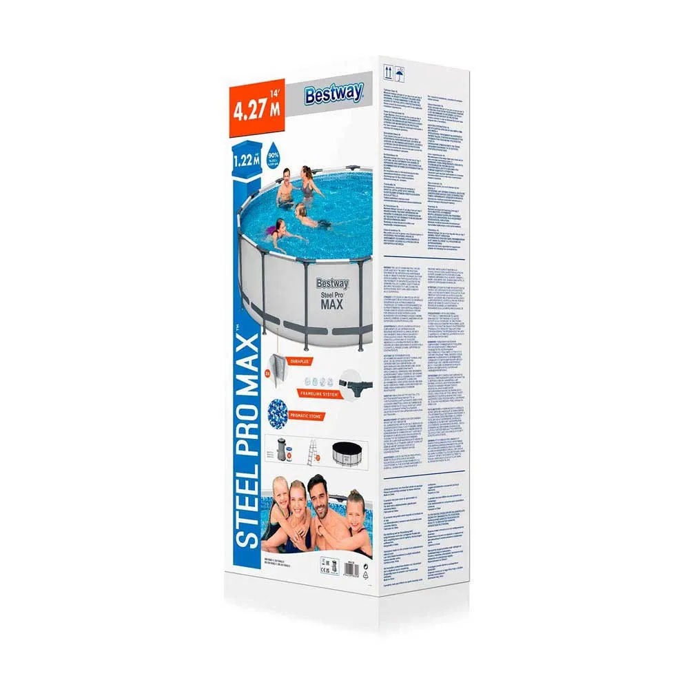 Bestway 5612x Steel Pro Max Ø427x122cm Rundt Rørbasseng, White / grey / blue, 15232L