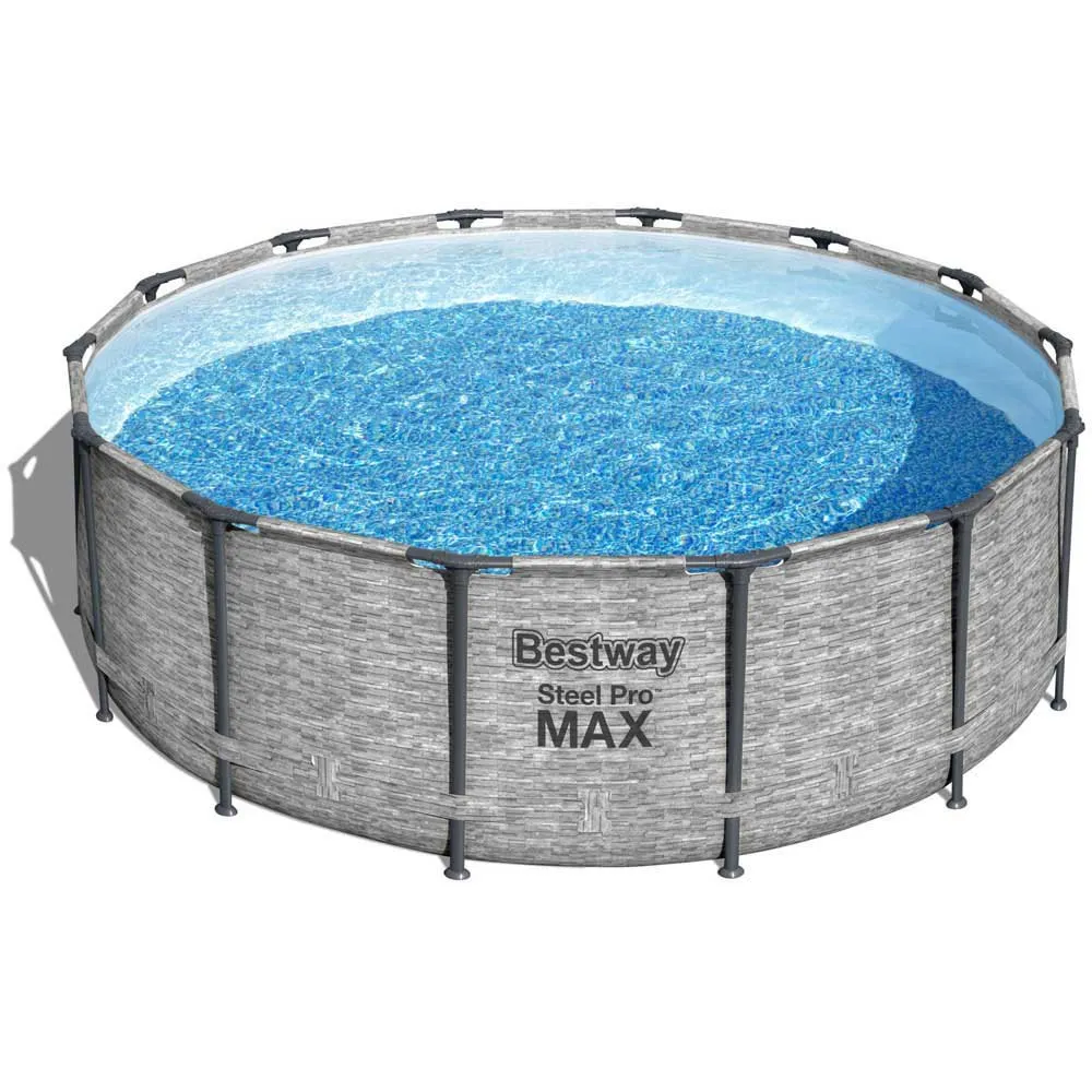 Bestway 5619d Steel Pro Max Ø427x122cm Rundt Rørbasseng, Grey / blue, 15232L