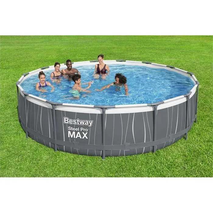 Bestway 561gd Steel Pro Max Ø457x107cm Rundt Rørbasseng, White / grey / blue, 14970L Bestway 561gd Steel Pro Max Ø457x107cm Rundt Rørbasseng, White / grey / blue, 14970L