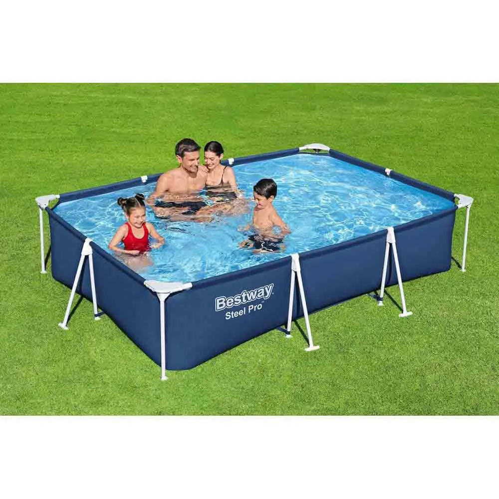 Bestway 56411 Steel Pro 300x201x66cm Rektangulært Rørbasseng, Blue / white, 3300L