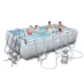 Bestway 56442 Power Steel 404x201x100cm Rektangulært Rørbasseng, Grey / blue, 6478L