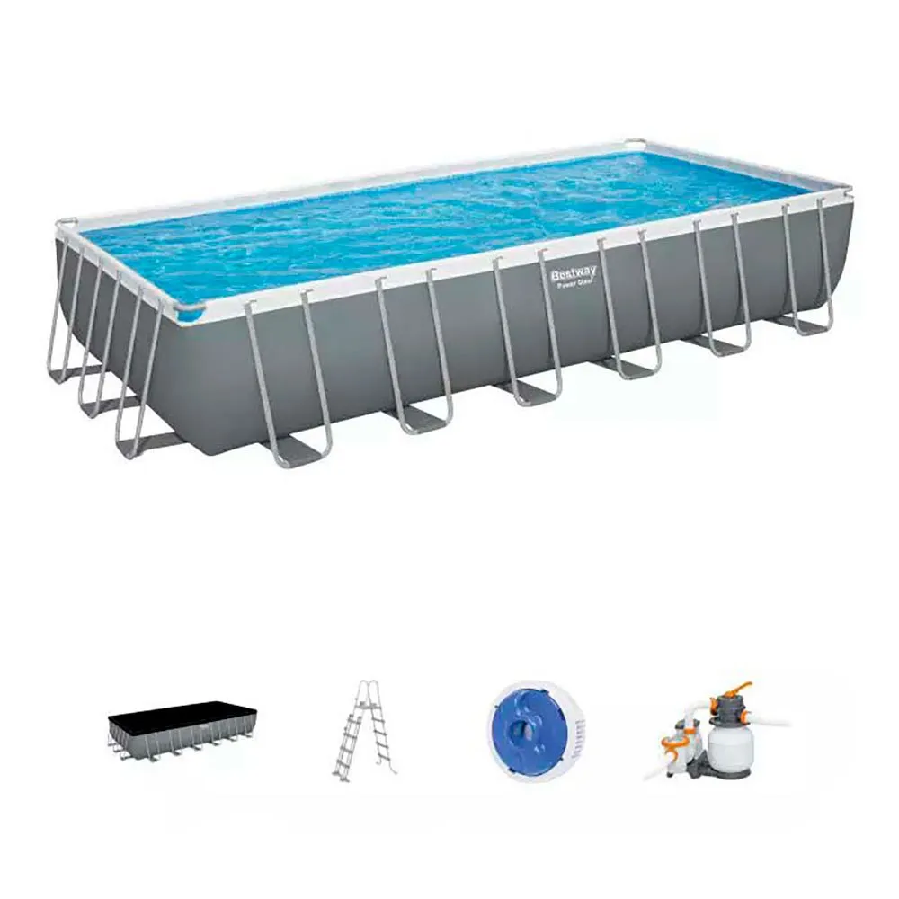 Bestway 56475 Power Steel 732x366x132cm Rektangulært Rørbasseng, Grey / blue, 30045L