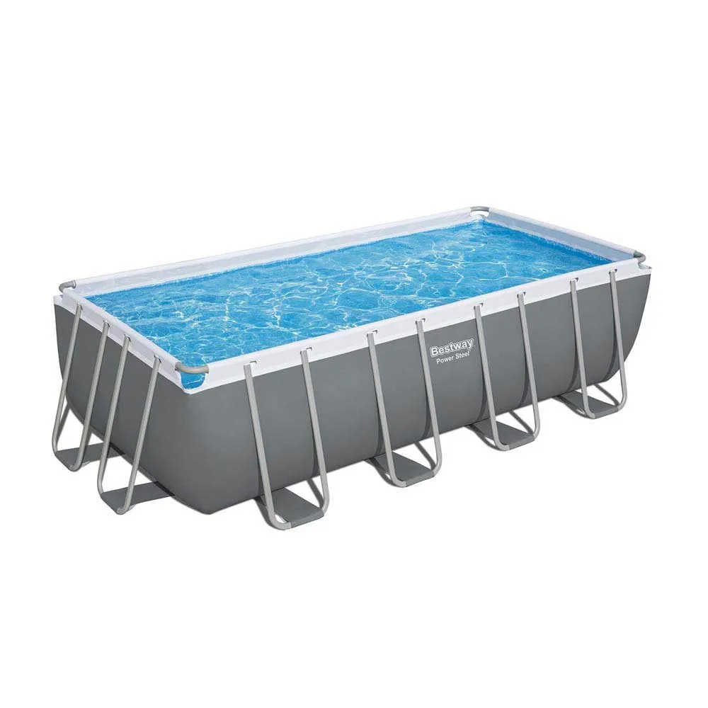 Bestway 56671 Power Steel 488x244x122cm Rektangulært Rørbasseng, Grey / blue, 11532L Bestway 56671 Power Steel 488x244x122cm Rektangulært Rørbasseng, Grey / blue, 11532L