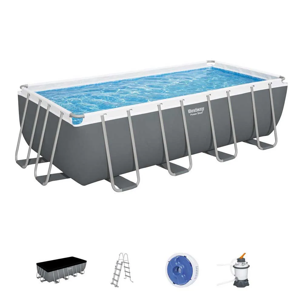 Bestway 56671 Power Steel 488x244x122cm Rektangulært Rørbasseng, Grey / blue, 11532L Bestway 56671 Power Steel 488x244x122cm Rektangulært Rørbasseng, Grey / blue, 11532L