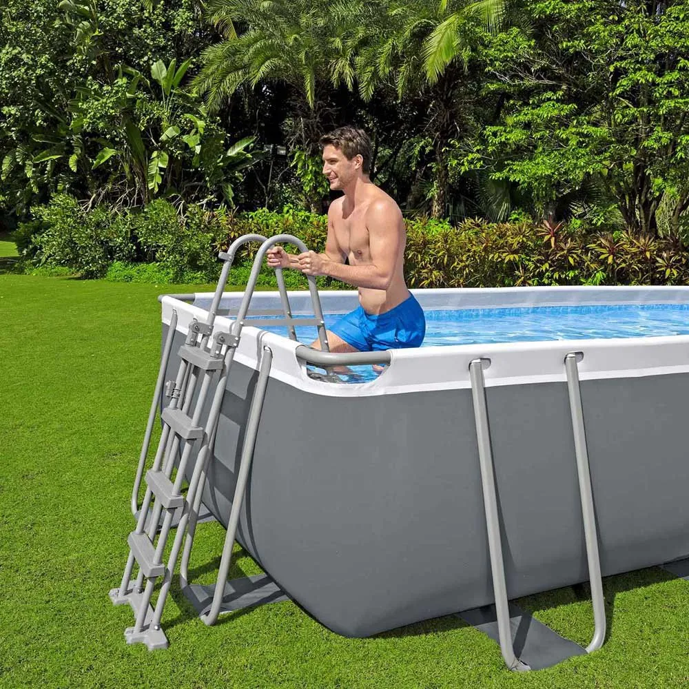 Bestway 56716 Power Steel Swim Vista 549x274x122cm Ovalt Rørbasseng, Grey / blue, 13430L