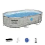 Bestway 56946 Power Steel Swim Vista 488x305x107cm Ovalt Rørbasseng, Grey / blue, 10949L