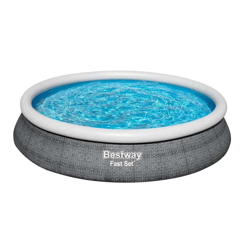 Bestway 57313 Fast Set Rattan Ø457x84cm Rund Oppblåsbar Basseng unisex, Blue, 9677L