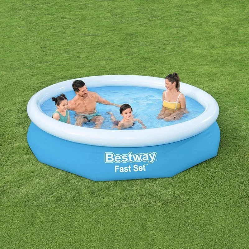 Bestway 57456 Rund Oppblåsbar Basseng unisex, Blue / white, 305 x 66cm