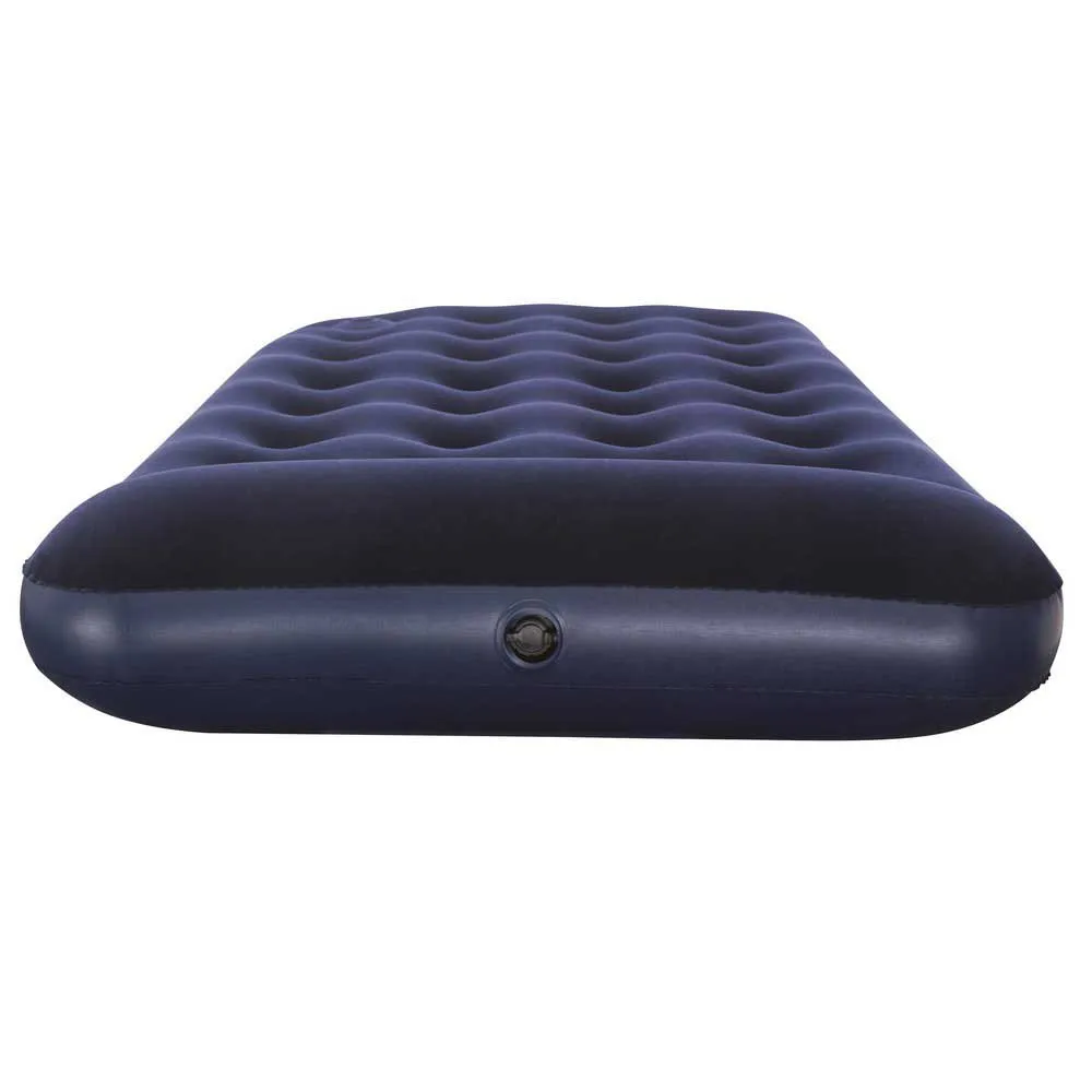 Bestway 67224 Twin Easy Inflate Flocked 188x99x28 Cm Enkel Luftmadrass Med Innebygd Pumpe, Navy, 188 x 99 x 28cm