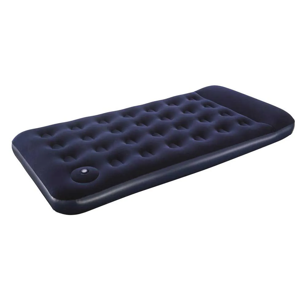 Bestway 67224 Twin Easy Inflate Flocked 188x99x28 Cm Enkel Luftmadrass Med Innebygd Pumpe, Navy, 188 x 99 x 28cm