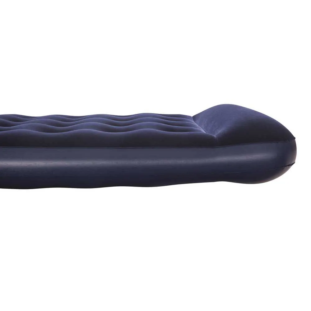Bestway 67224 Twin Easy Inflate Flocked 188x99x28 Cm Enkel Luftmadrass Med Innebygd Pumpe, Navy, 188 x 99 x 28cm