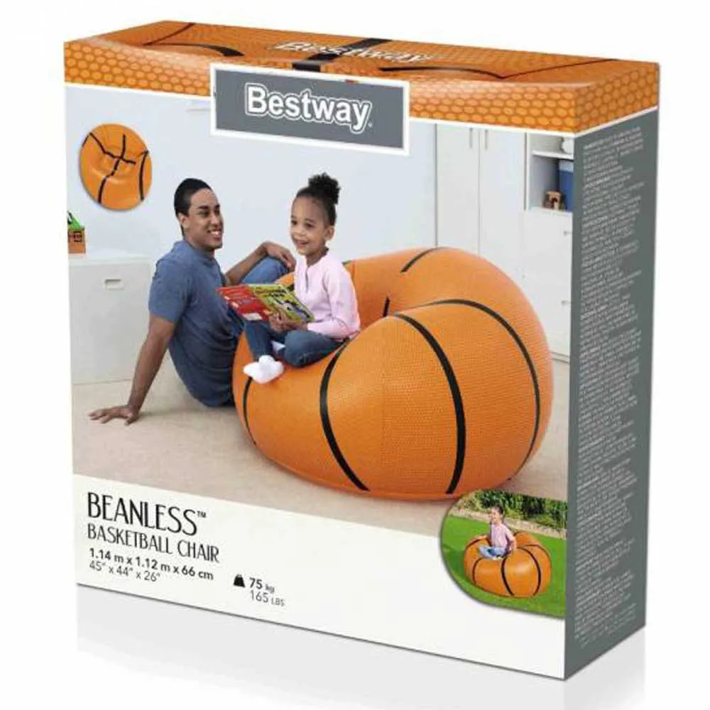 Bestway Basketball Air Inflatable Sofa Oppblåsbar Sofa, Orange / black, +6Y