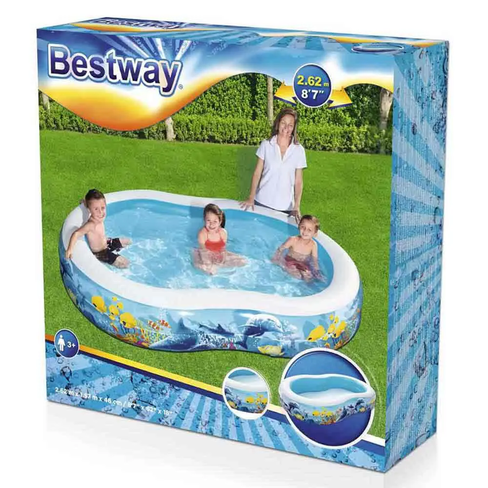Bestway Family 262x157x46 Cm Ovalt Oppblåsbart Basseng unisex, Blue / white, 544L