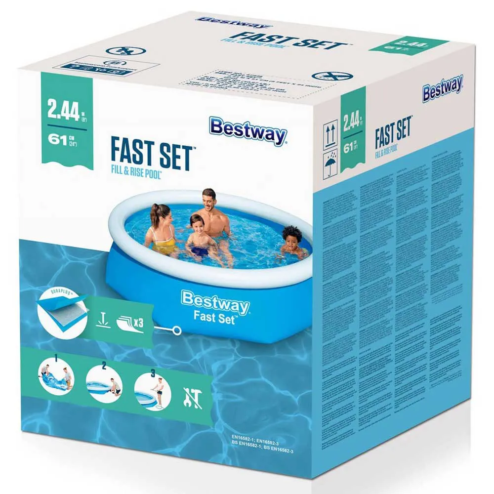 Bestway Fast Set 244x61 Cm Rund Oppblåsbar Basseng unisex, Blue / white, 1880L