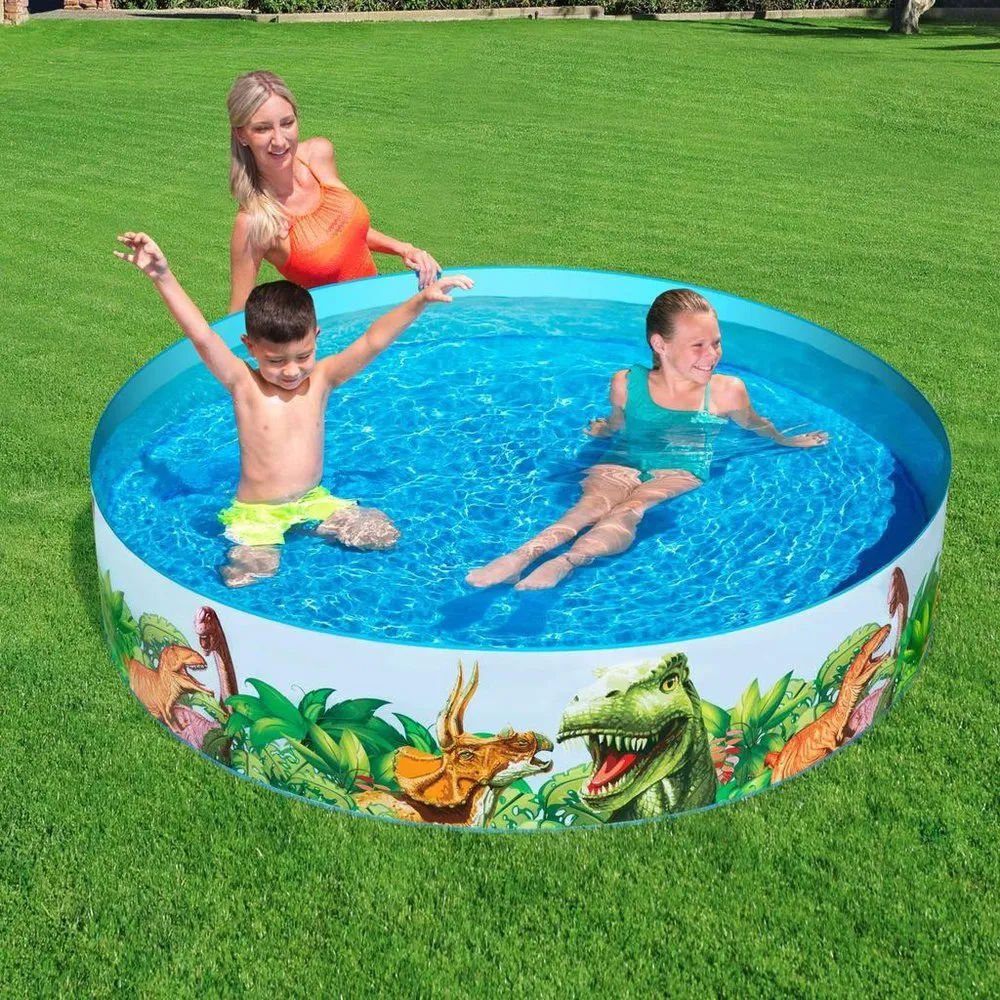 Bestway Fill N Fun Dinosaur Rundt Basseng unisex, Blue, 183 x 38cm