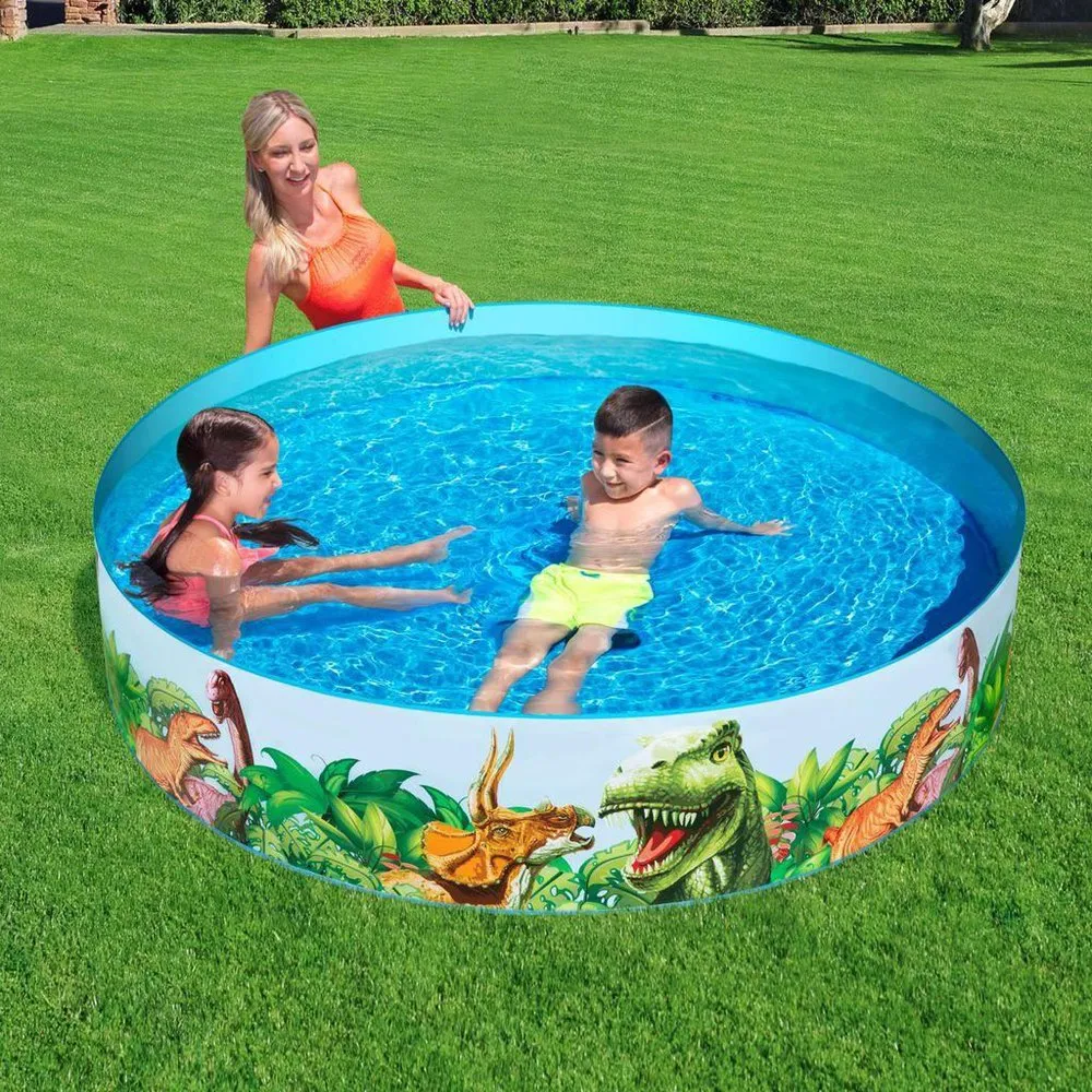 Bestway Fill N Fun Dinosaur Rundt Basseng unisex, Blue, 183 x 38cm