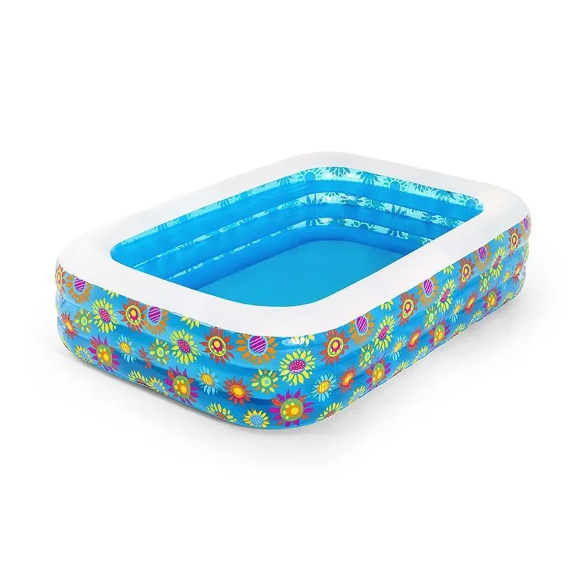 Bestway Flower Rektangulært Oppblåsbart Basseng unisex, Blue / white / multicolor, 229 x 152 x 56cm Bestway Flower Rektangulært Oppblåsbart Basseng unisex, Blue / white / multicolor, 229 x 152 x 56cm