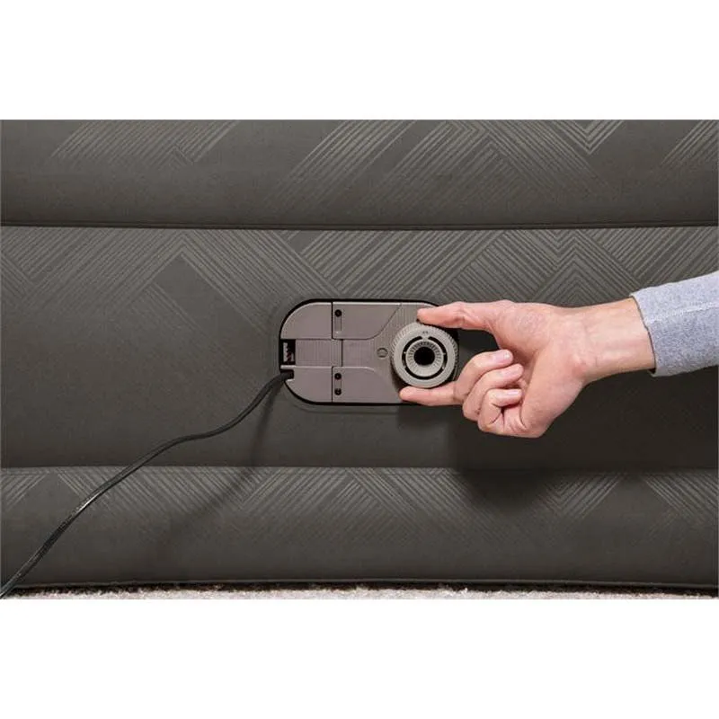 Bestway Fortech Tough Guard Twin Wave-beam Reinforced Dobbel Luftmadrass Med Innebygd Pumpe, Beige, 203 x 152 x 46cm