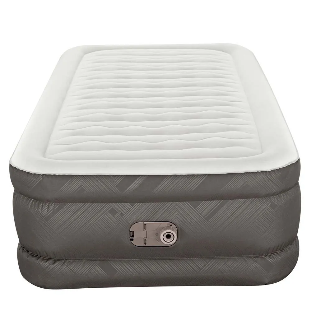 Bestway Fortech Tough Guard Twin Wave-beam Reinforced Enkel Luftmadrass Med Innebygd Pumpe, Beige, 191 x 97 x 46cm