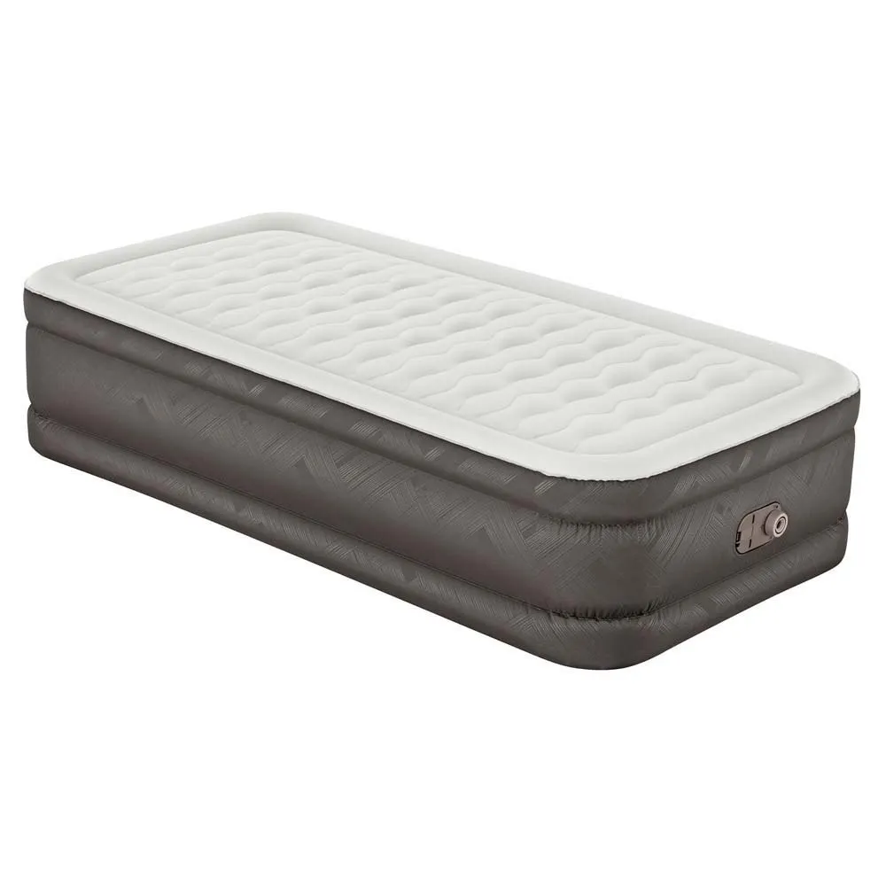 Bestway Fortech Tough Guard Twin Wave-beam Reinforced Enkel Luftmadrass Med Innebygd Pumpe, Beige, 191 x 97 x 46cm