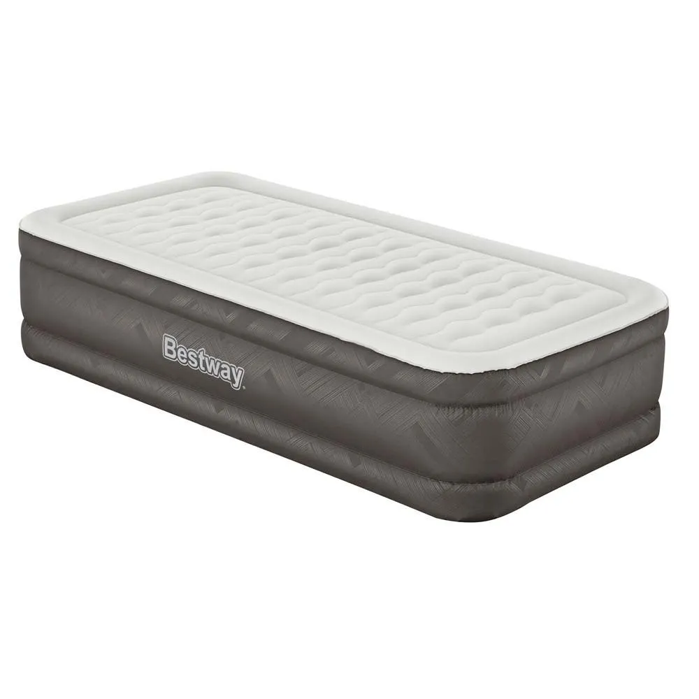 Bestway Fortech Tough Guard Twin Wave-beam Reinforced Enkel Luftmadrass Med Innebygd Pumpe, Beige, 191 x 97 x 46cm