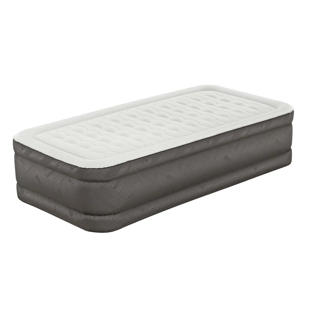 Bestway Fortech Tough Guard Twin Wave-beam Reinforced Enkel Luftmadrass Med Innebygd Pumpe, Beige, 191 x 97 x 46cm