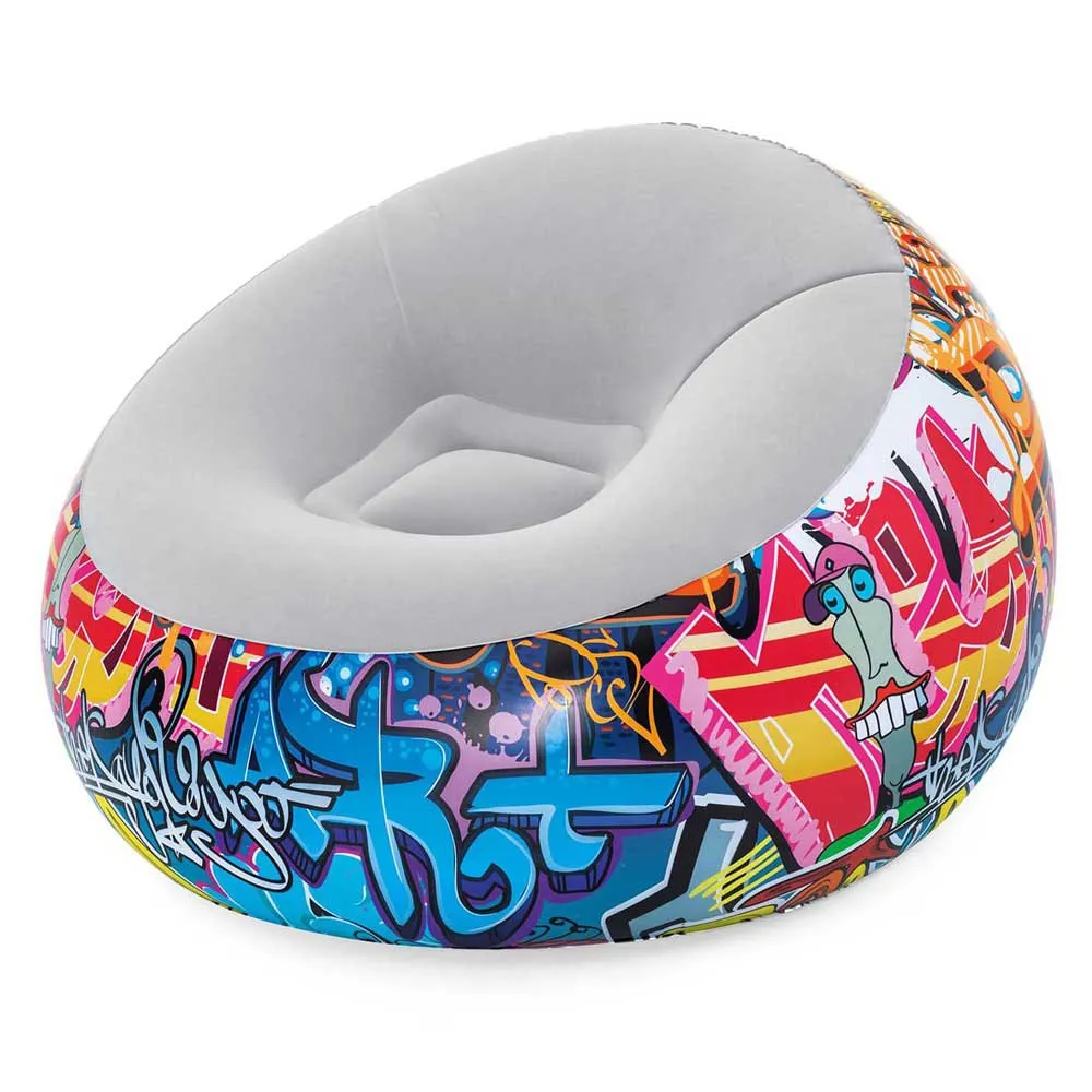 Bestway Graffitti Air Oppblåsbar Sofa, Multicolour, 112 x 112 x 66cm