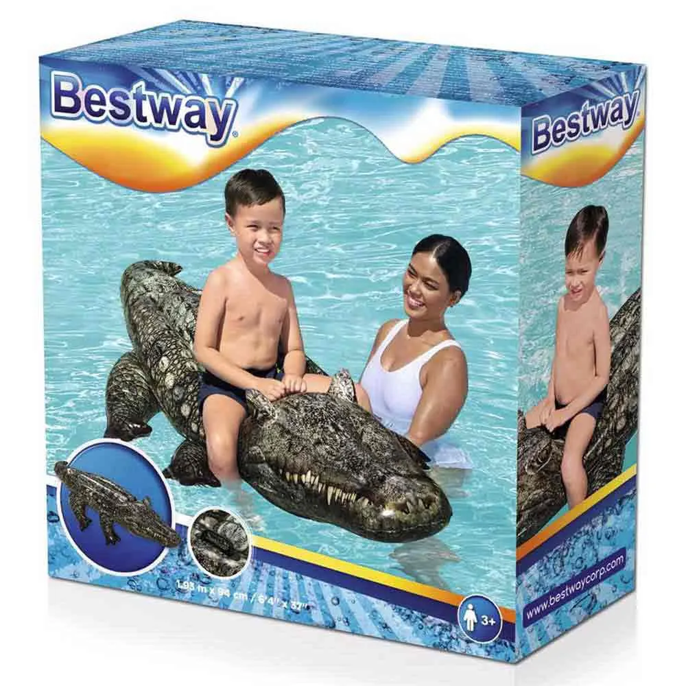 Bestway Krokodille Bademadrass unisex, Dark grey / green, 193 x 94cm Bestway Krokodille Bademadrass unisex, Dark grey / green, 193 x 94cm