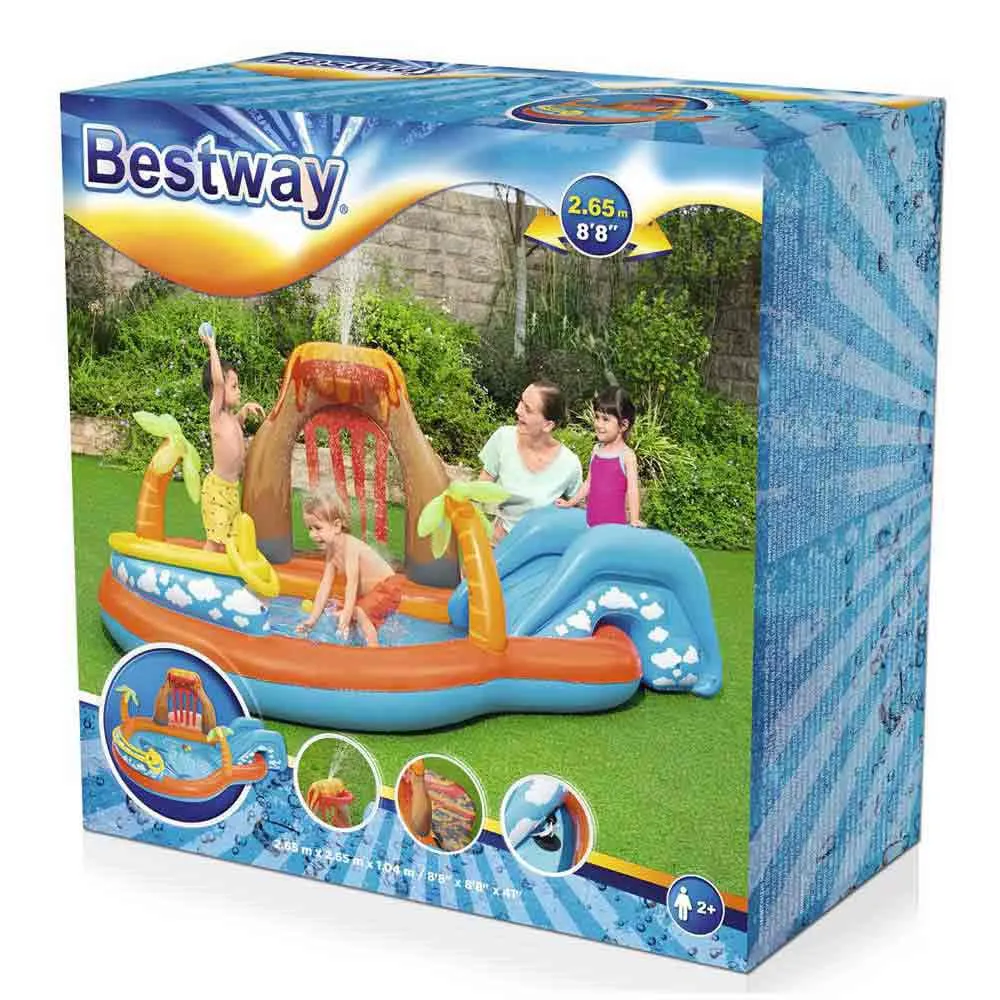 Bestway Lava Lagoon 265x265x104 Cm Ovalt Oppblåsbart Basseng unisex, Orange / blue, 208L