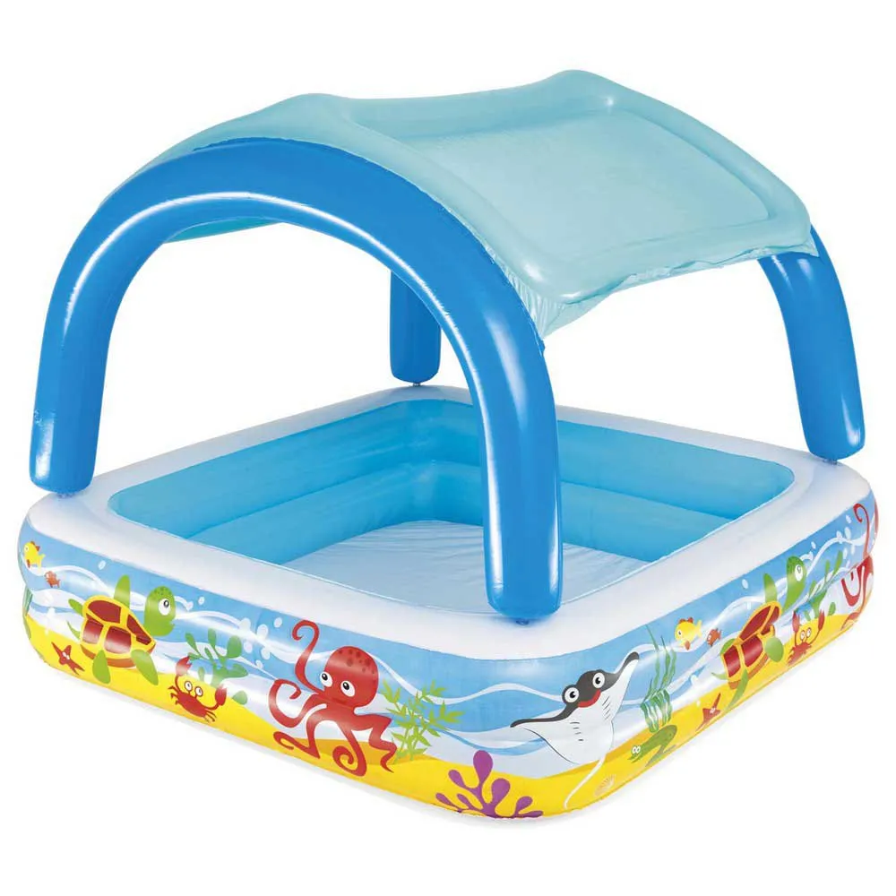 Bestway Med Markise Firkantet Oppblåsbar Lekebasseng 147x147x122 Cm unisex, Multicolour, 265L Bestway Med Markise Firkantet Oppblåsbar Lekebasseng 147x147x122 Cm unisex, Multicolour, 265L