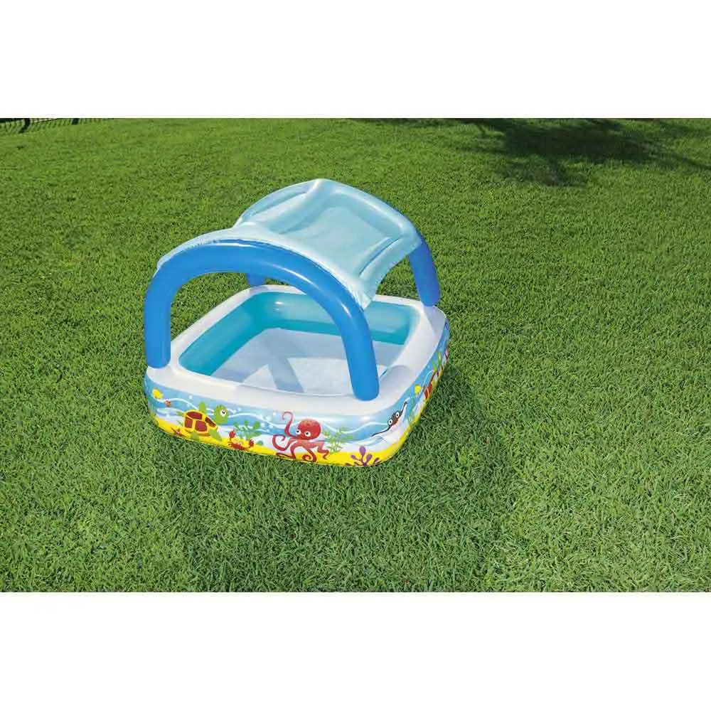 Bestway Med Markise Firkantet Oppblåsbar Lekebasseng 147x147x122 Cm unisex, Multicolour, 265L Bestway Med Markise Firkantet Oppblåsbar Lekebasseng 147x147x122 Cm unisex, Multicolour, 265L