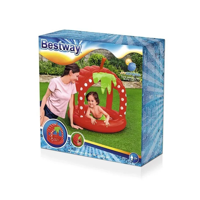 Bestway Oppblåsbar Basseng Formet Som Et Jordbær Med Parasoll unisex, Red, 91 x 91 x 91cm